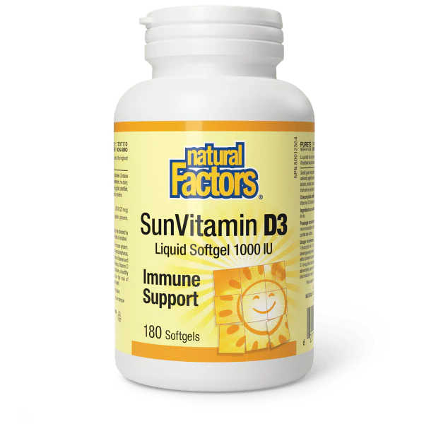 VITAMIN D3 1000IU 180 SOFTGELS NATURAL FACTORS