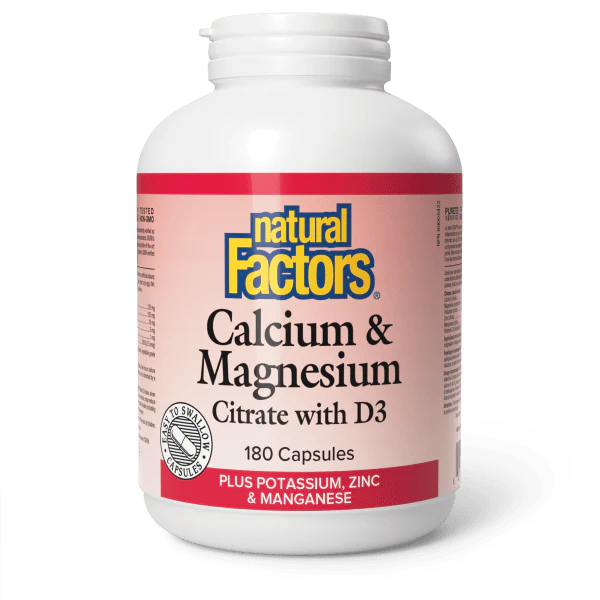 CALCIUM & MAGNESIUM CITRATE 1:1 WITH D3 180CAP NATURAL FACTORS