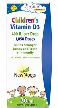 VITAMIN D3 LIQUID KIDS 400IU 30ML NEW ROOTS