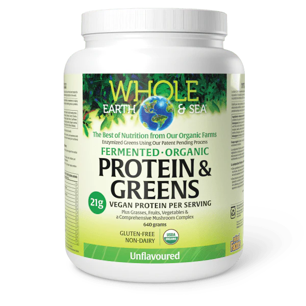 WHOLE EARTH & SEA PROTEIN & GREENS UNFLAVOURED 640GR NATURAL FACTORS