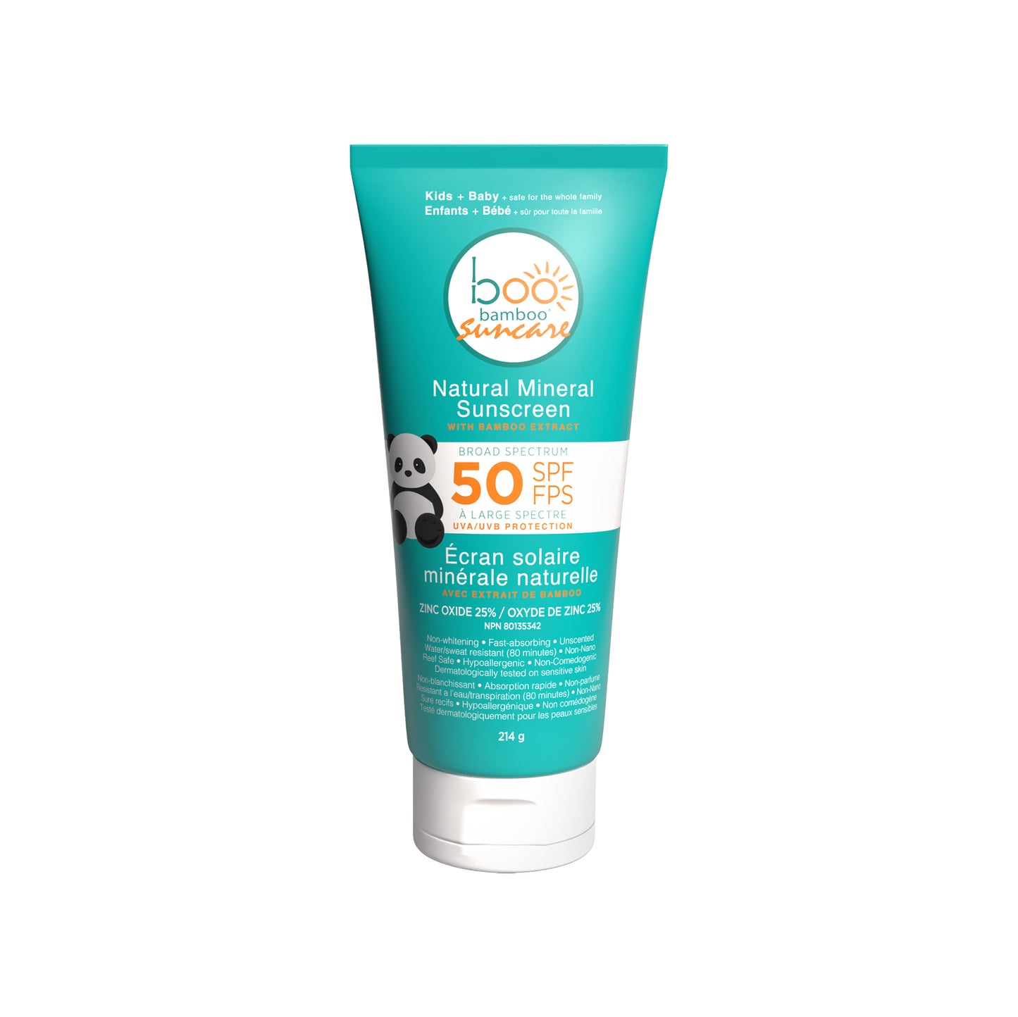 SPF50 NATURAL MINERAL SUNSCREEN KIDS+FAMILY 214G BOO BAMBOO