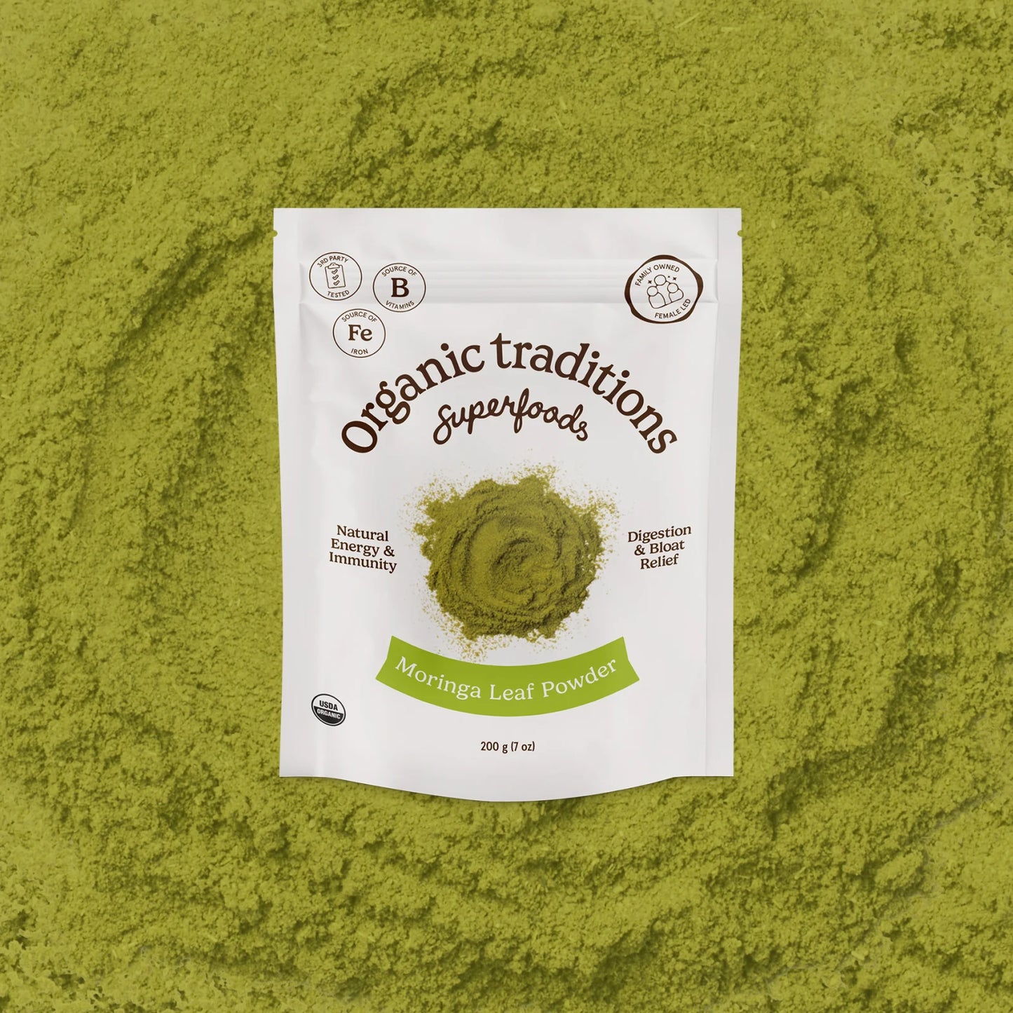 MORINGA LEAF P0WDER 200GR ORGANIC TRADITIONS