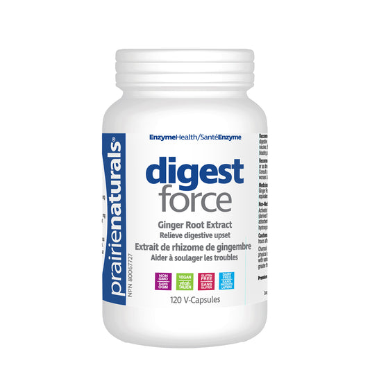 DIGEST-FORCE GINGER & ACTIVATED CHARCOAL 120 CAPS PRAIRIE NATURALS