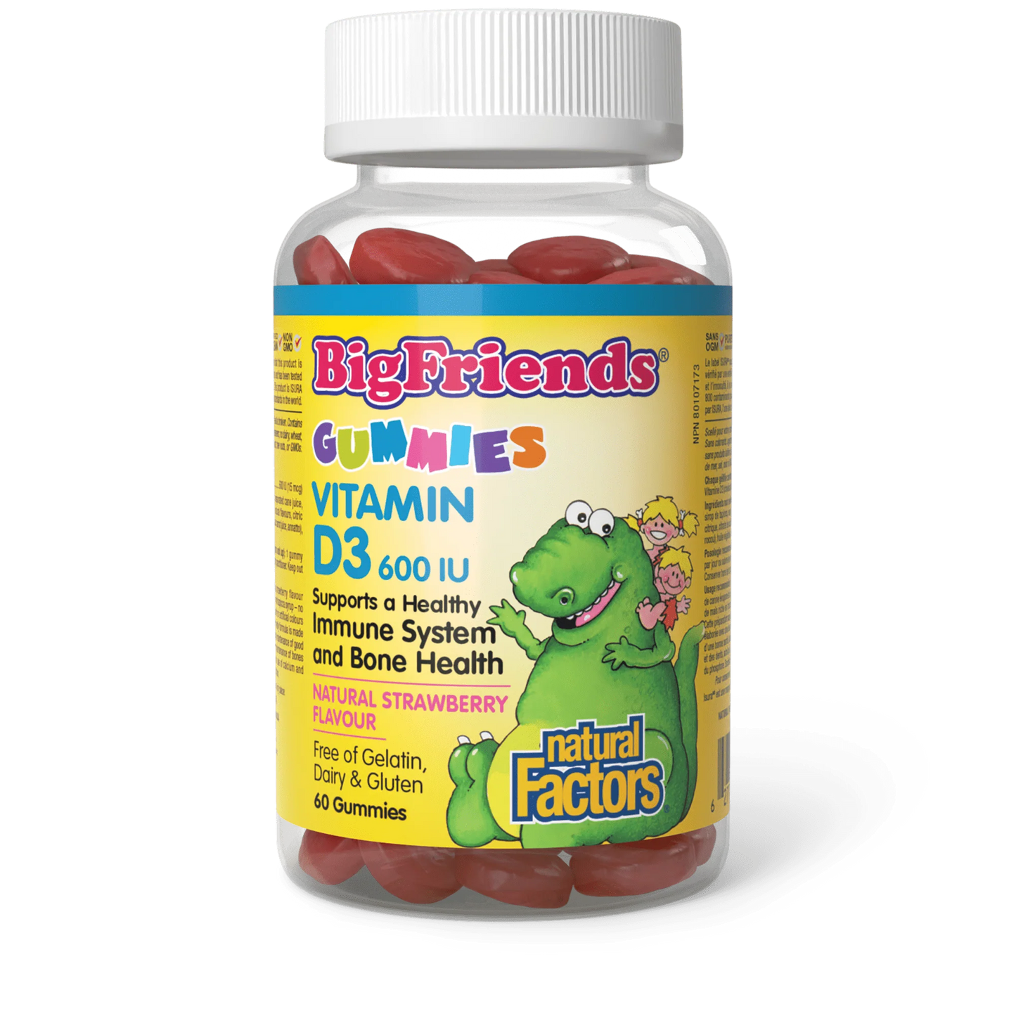BIG FRIEND'S VITAMIN D 600IU 60 GUMMIES NATURAL FACTORS