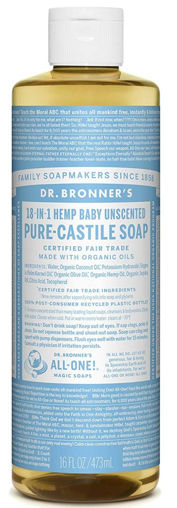 CASTILE SOAP BABY UNSCENTED 473ML DR. BRONNER'S