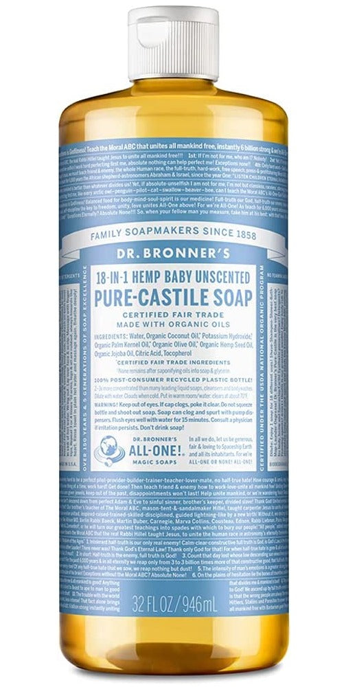 CASTILE SOAP BABY UNSCENTED 944ML DR. BRONNER'S
