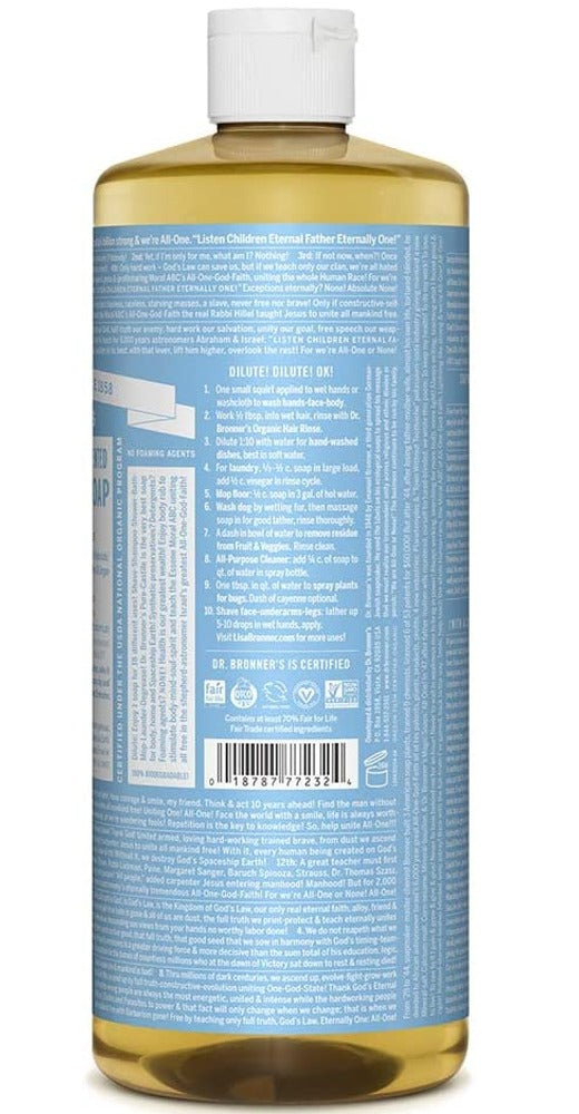 CASTILE SOAP BABY UNSCENTED 944ML DR. BRONNER'S