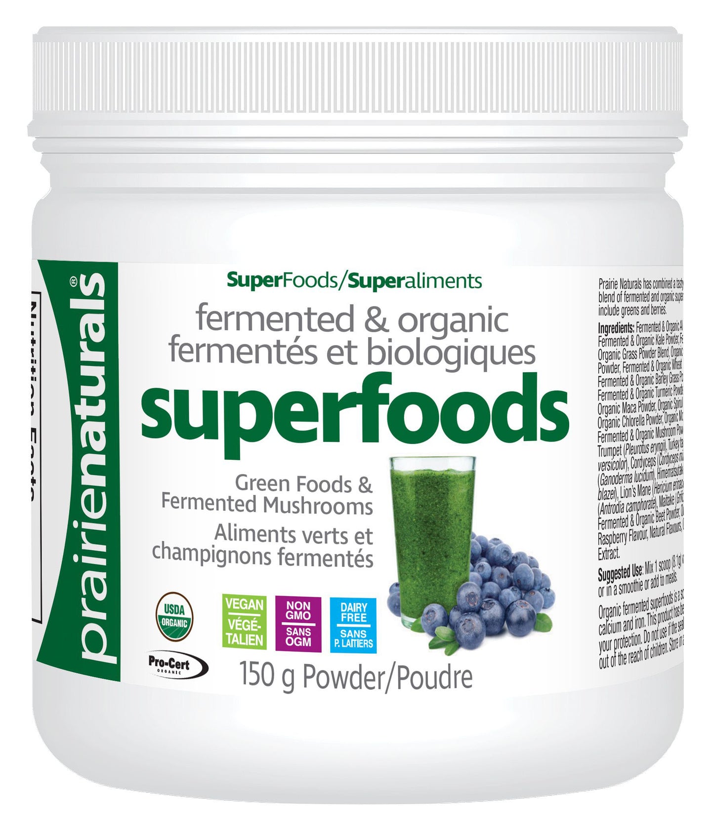 FERMENTED & ORGANIC SUPERFOODS 150G PRAIRIE NATURALS