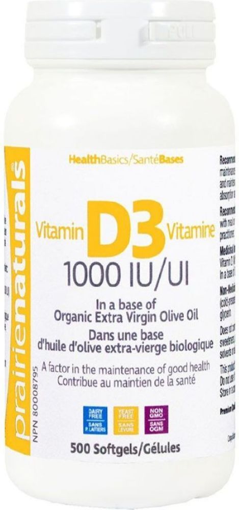 VITAMIN D 1000IU 500 SOFT GELS PRAIRIE NATURALS