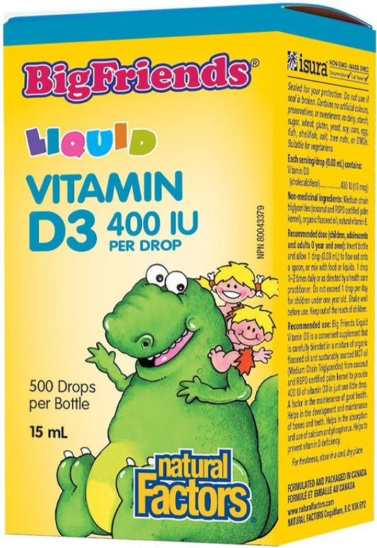 BIG FRIEND VITAMIN D3 400IU 15ML NATURAL FACTORS