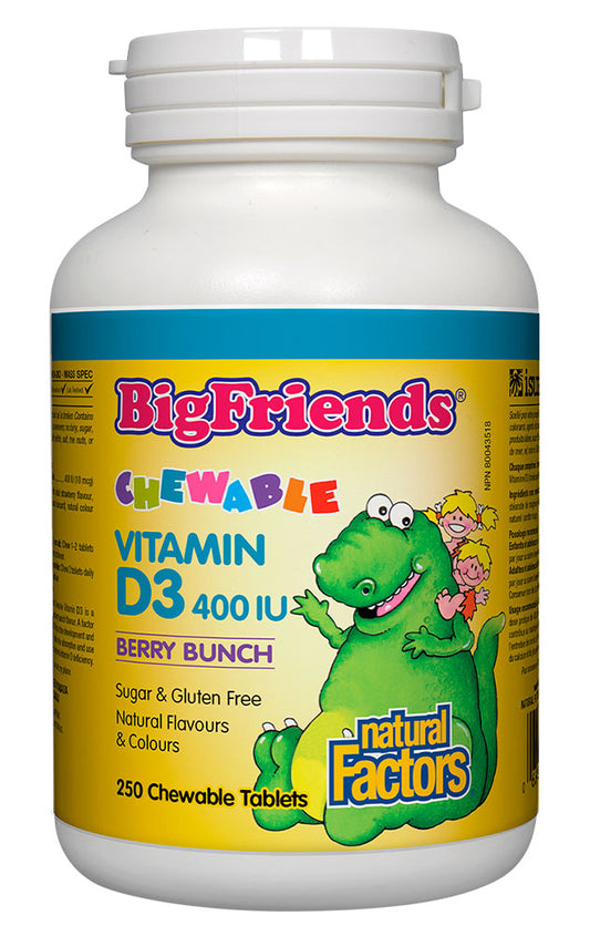 BIG FRIEND VITAMIN D3 400IU 250 CHEWS NATURAL FACTORS
