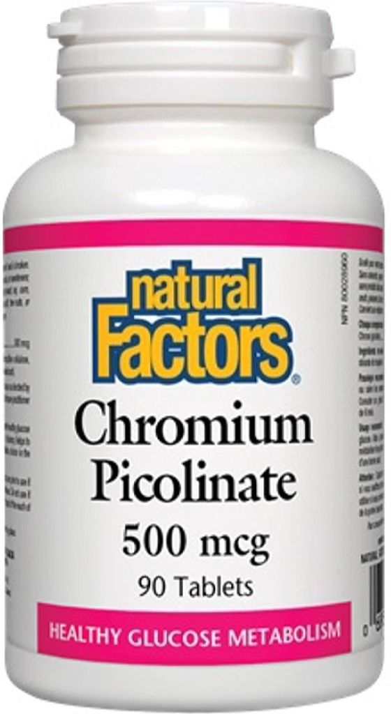 CHROMIUM PICOLINATE 500MCG 90TABS NATURAL FACTORS