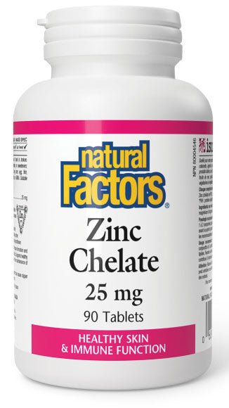 ZINC CHELATE 25MG 90TAB NATURAL FACTORS