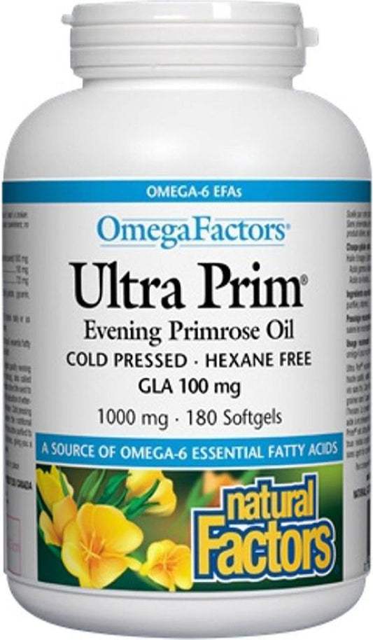 ULTRAPRIM EVENING PRIMROSE OIL 1000MG + GLA 180CAP NATURAL FACTORS