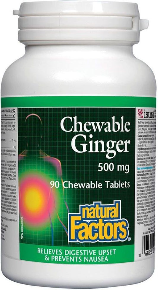 GINGER CHEWABLE 500MG 90TAB NATURAL FACTORS