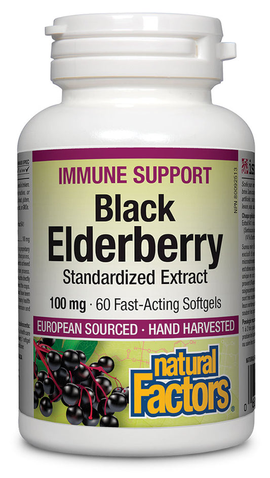 BLACK ELDERBERRY 100MG 60 SOFTGELS NATURAL FACTORS