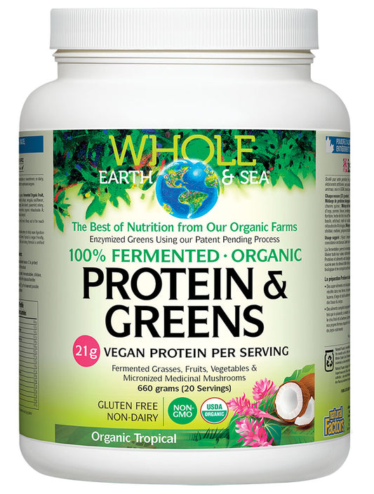 WHOLE EARTH&SEA ORGANIC PROTIEN & GREENS TROPICAL 660G NATURAL FACTORS