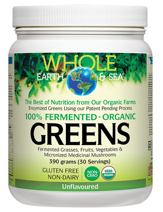 WHOLE EARTH&SEA ORGANIC GREENS UNFLAVOURED 390GR NATURAL FACTORS