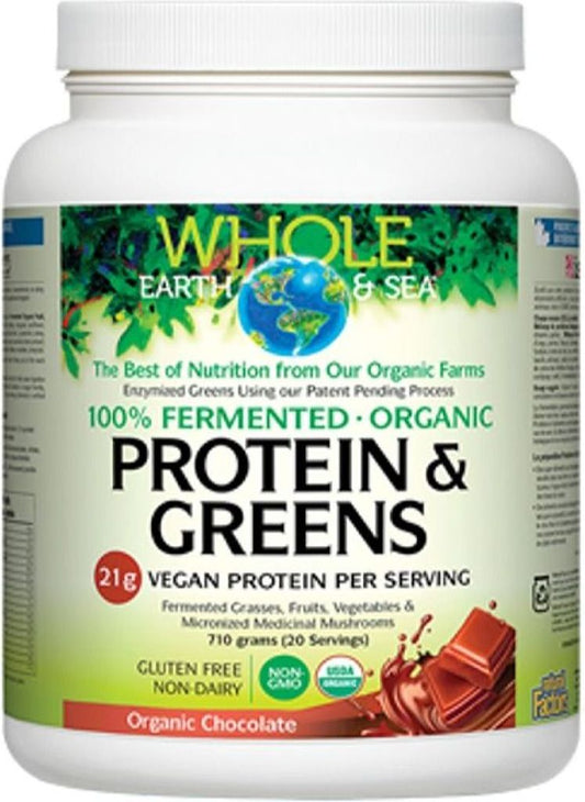 WHOLE EARTH&SEA PROTEIN & GREENS CHOCOLATE 710G NATURAL FACTORS