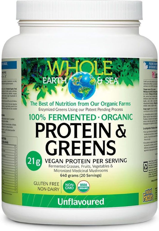WHOLE EARTH&SEA PROTEIN & GREENS UNFLAVOURED 640G NATURAL FACTORS