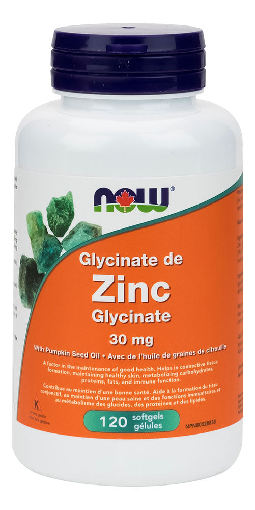 ZINC BISGLYCINATE 30MG 120 SOFT GELS NOW