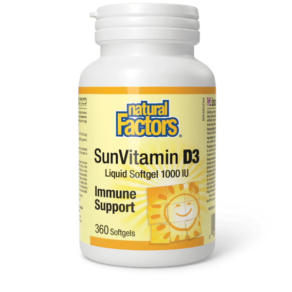 VITAMIN D3 1000IU 360 SOFTGELS NATURAL FACTORS