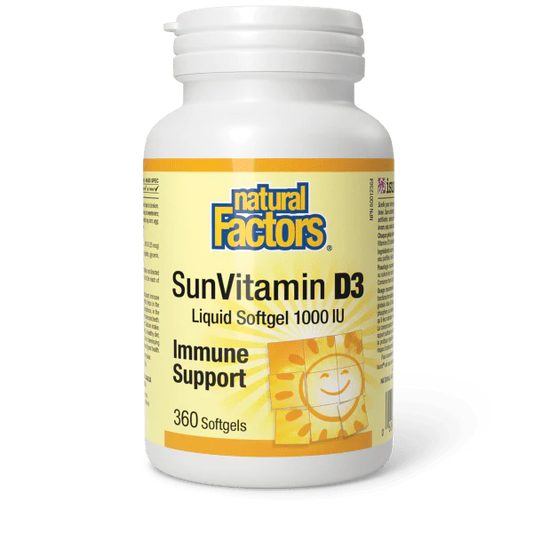 VITAMIN D3 1000IU 360 SOFTGELS NATURAL FACTORS