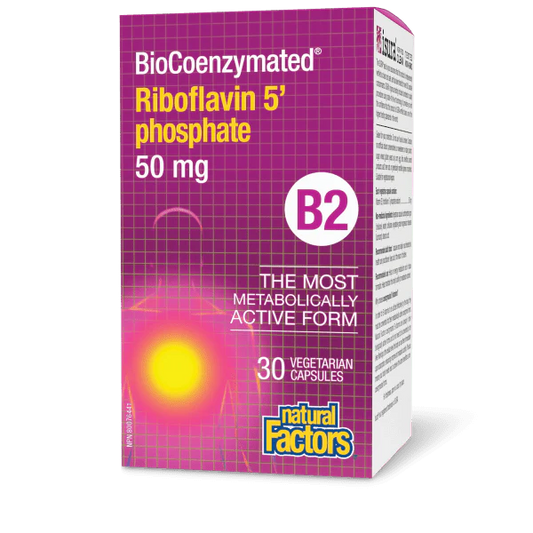 B2 BIOCOENZYMATED RIBOFLAVIN 5'-PHOSPHATE 50MG 30CAPS NATURAL FACTORS