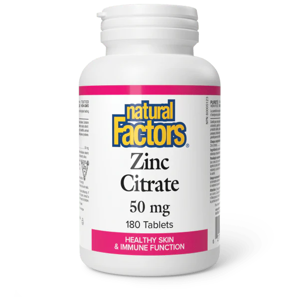 ZINC CITRATE 50MG 180TAB NATURAL FACTORS