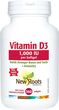 VITAMIN D3 1000IU 360 SOFTGELS NEW ROOTS