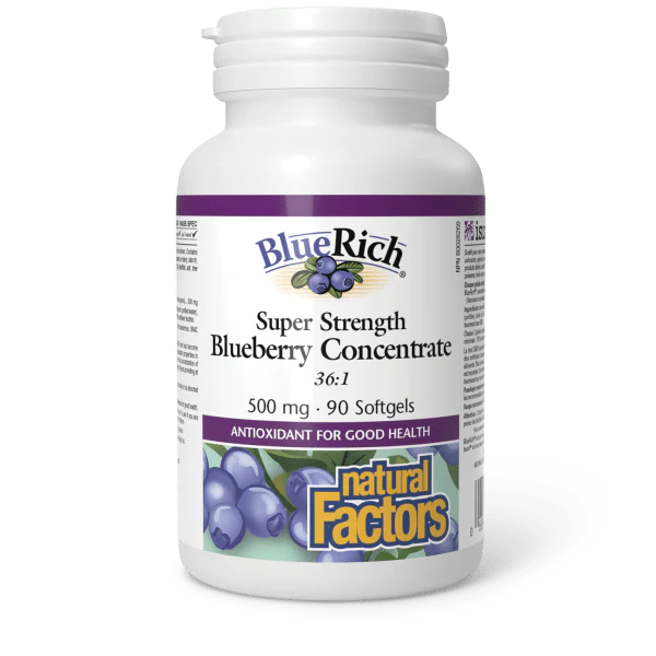 BLUERICH BLUEBERRY 500MG 90SG NATURAL FACTORS