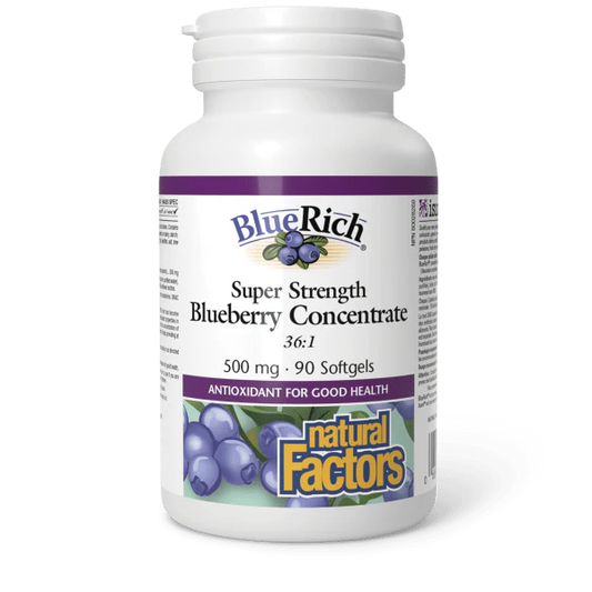 BLUERICH BLUEBERRY 500MG 90SG NATURAL FACTORS