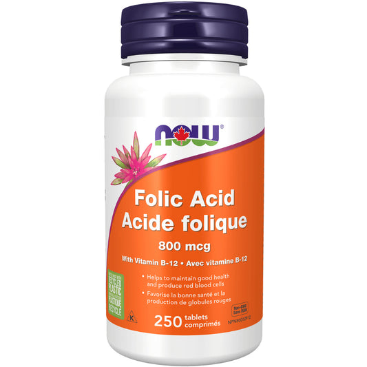 FOLIC ACID+B12 800MCG 250TAB NOW