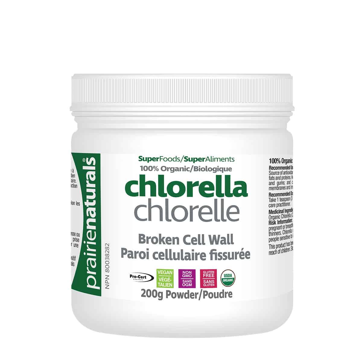 CHLORELLA ORGANIC 200G PRAIRIE NATURALS