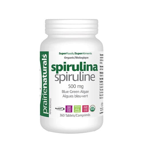 SPIRULINA ORGANIC 500MG 360TAB PRAIRIE NATURALS