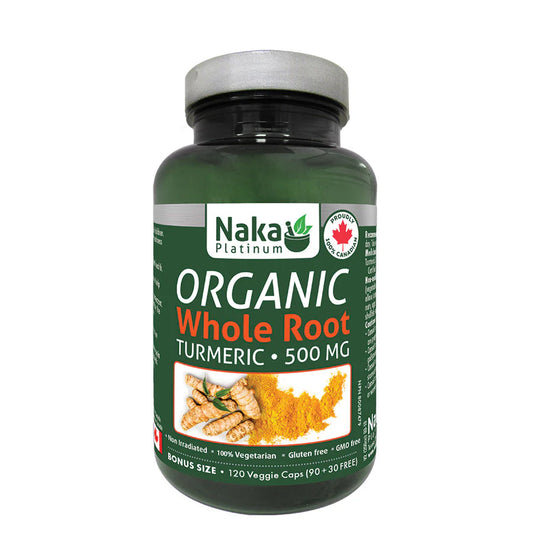 ORGANIC TURMERIC WHOLE ROOT 500MG 120 VCAPS NAKA