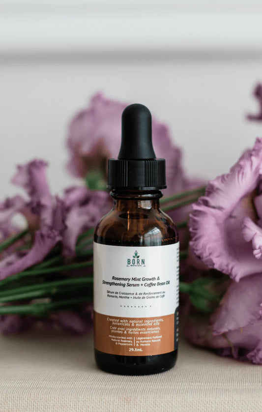 ROSEMARY MINT GROWTH & STRENGTHENING SCALP SERUM + COFFEE OIL 29.5ML BORN NATURALS