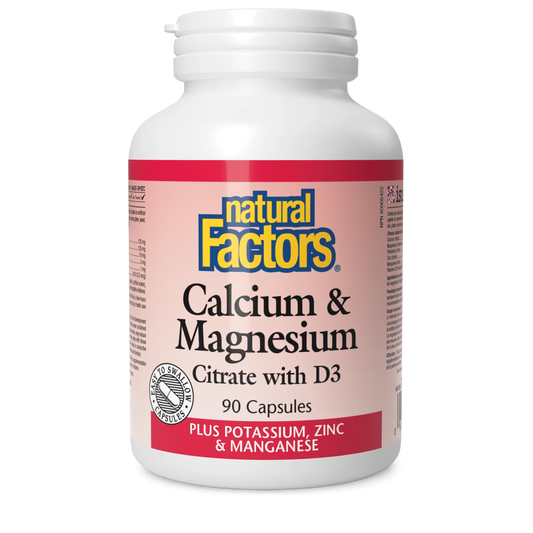 CALCIUM & MAGNESIUM CITRATE 1:1 W/ D 90CAP NATURAL FACTORS