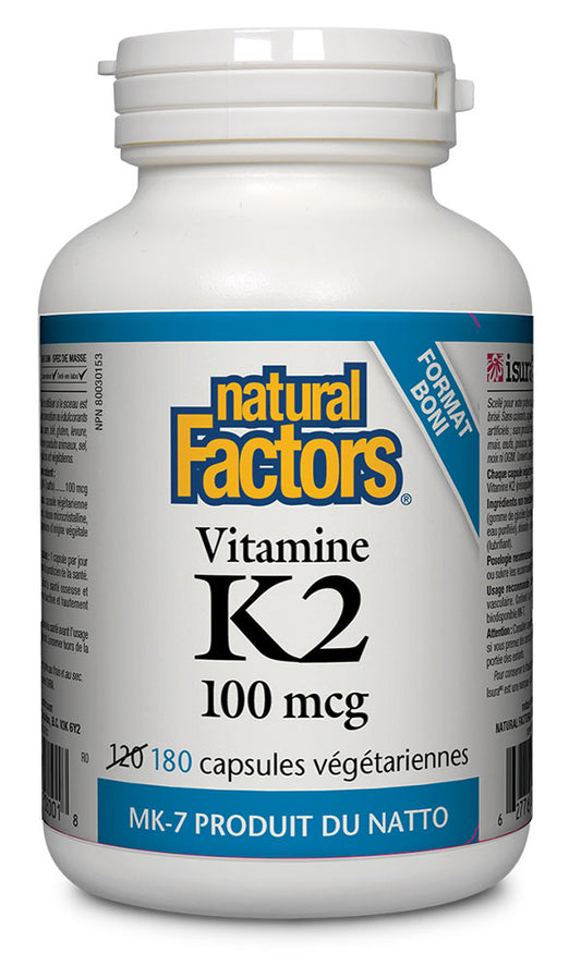 K2 100MCG 180VCAP NATURAL FACTORS