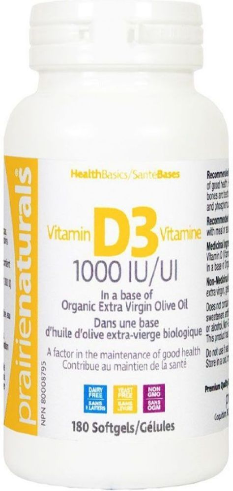 VITAMIN D 1000 IU 180 SOFT GELS PRAIRIE NATURALS