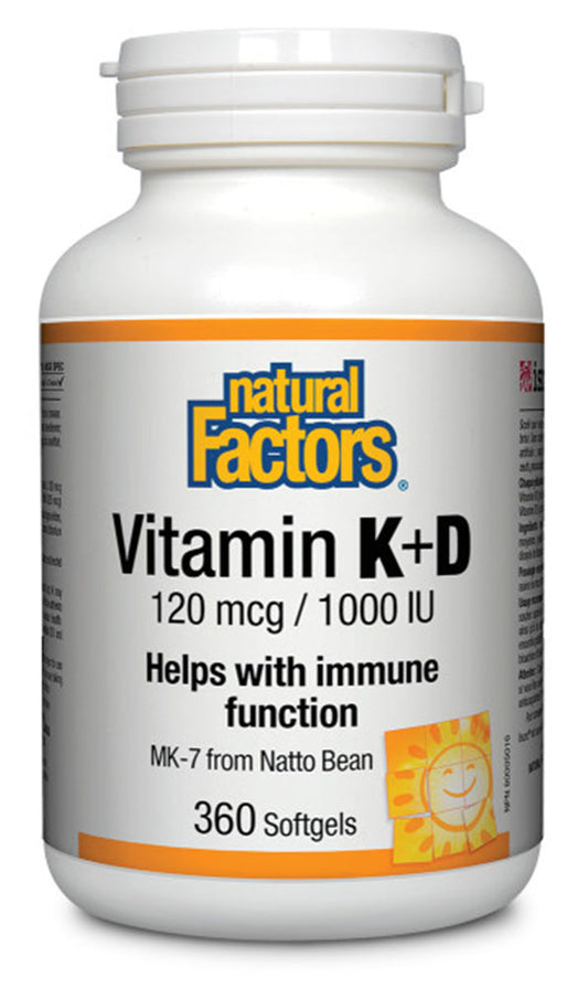 VIT D3 & K2 360 SOFGELS NATURAL FACTORS