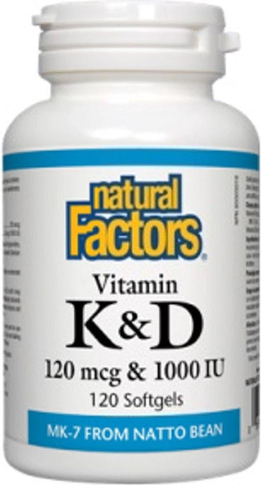 VITAMIN K & D 120 SOFT GELS NATURAL FACTORS