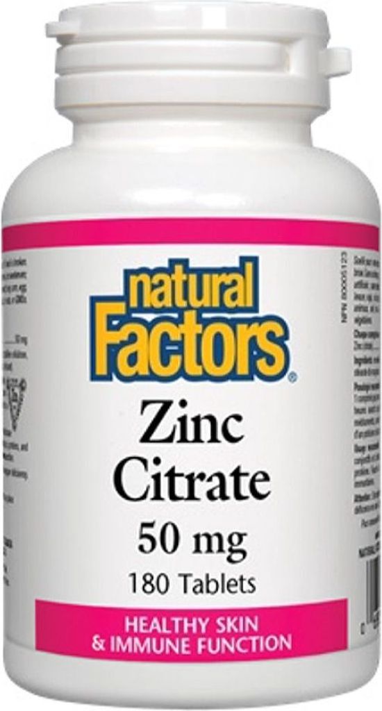 ZINC CITRATE 50MG 180 TABS NATURAL FACTORS