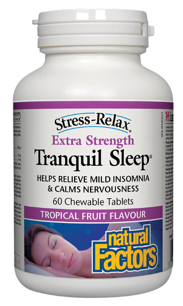 TRANQUIL SLEEP EXTRA-STRENGTH 60 CHEWS TROPICAL FRUIT NATURAL FACTORS