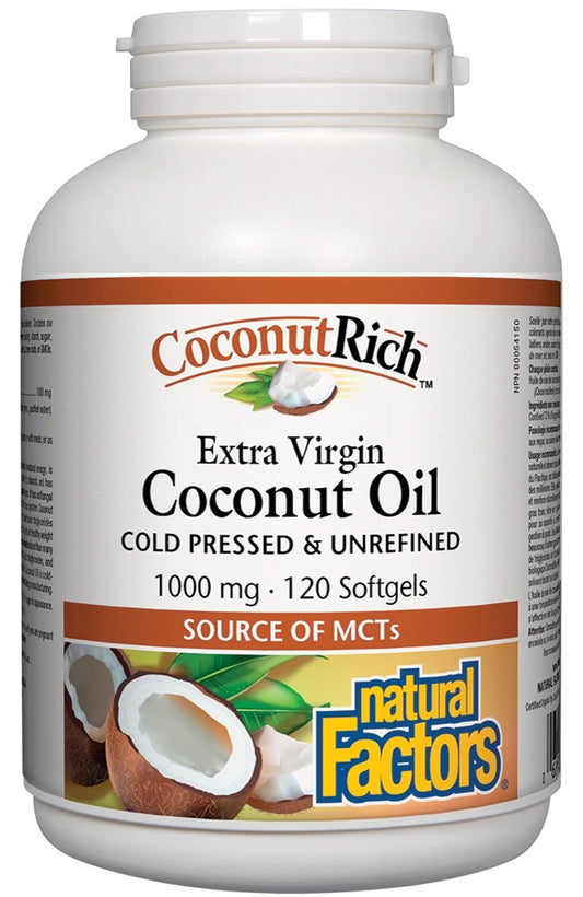 COCONUT OIL 1000MG 120 SOFTGELS NATURAL FACTORS