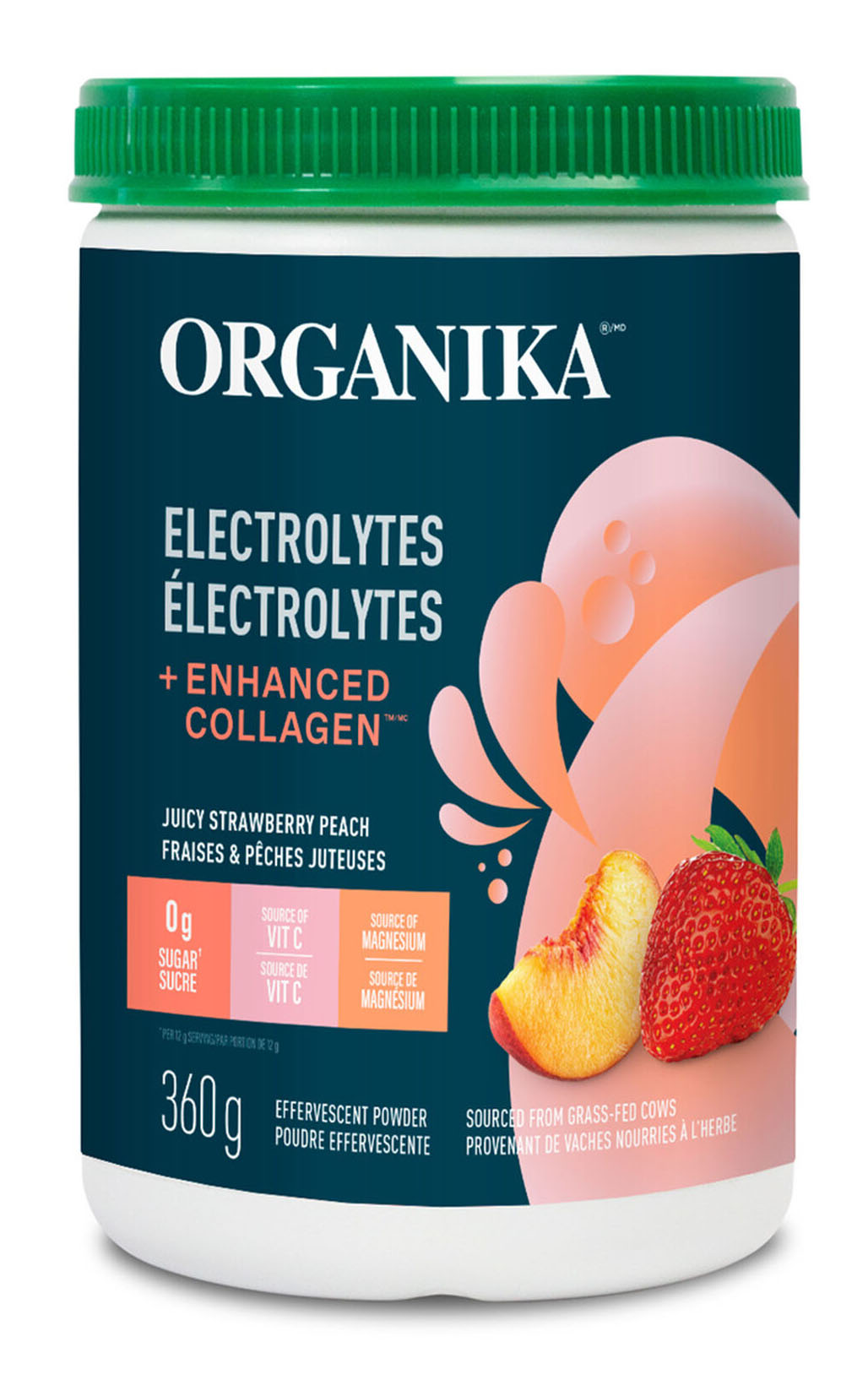 ORGANIKA Electrolytes + Enhanced Collagen (Juicy Strawberry Peach - 360 gr)