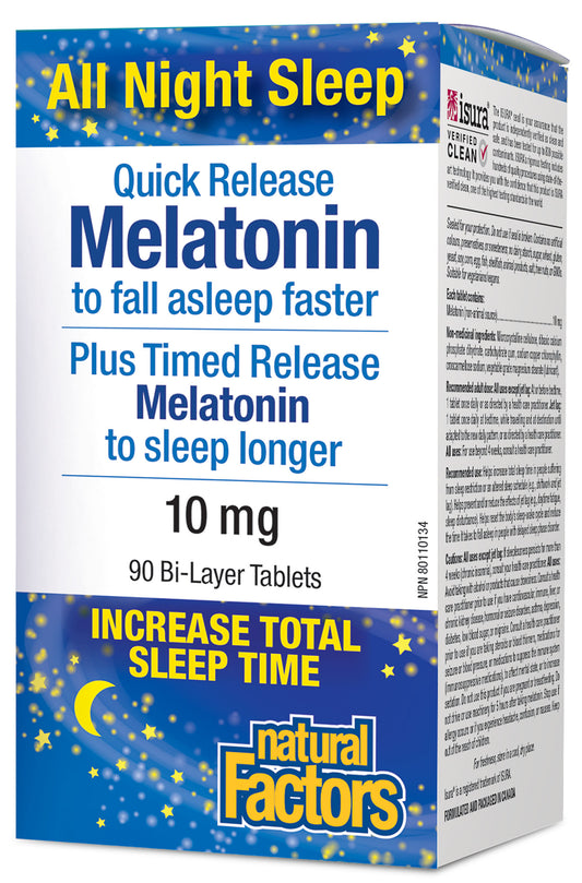 MELATONIN QUICK RELEASE/TIME RELEASE 10MG 90 TABS NATURAL FACTORS