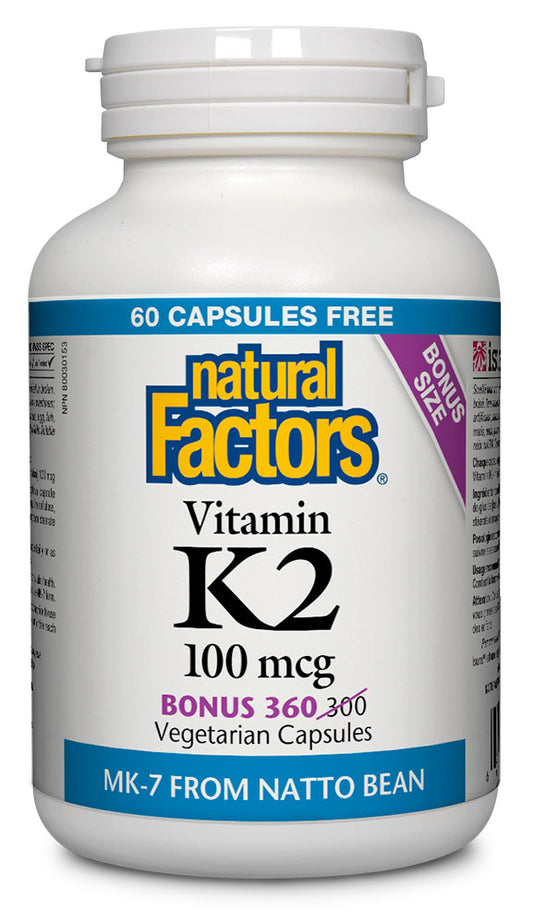 VITAMIN K2 100MCG MK-7 360CAPS NATURAL FACTORS