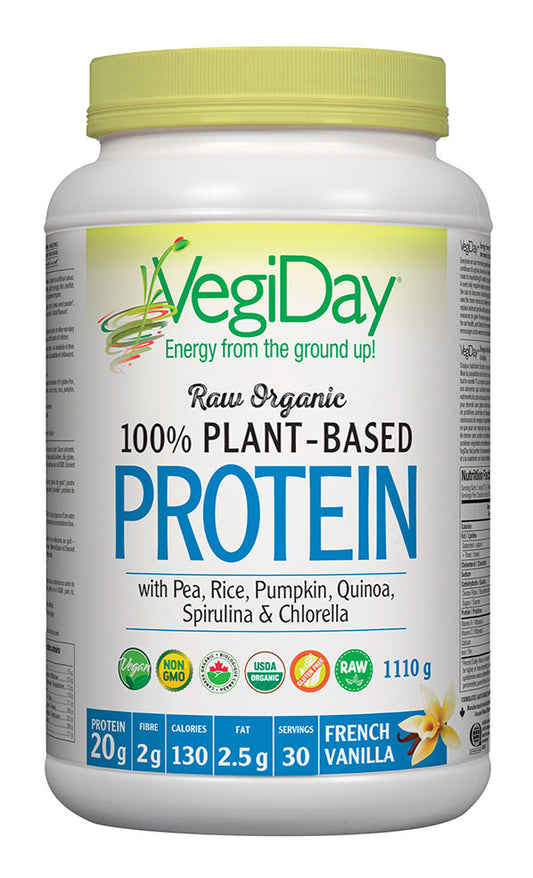 VEGIDAY Raw Organic 100% Plant Based Protein (French Vanilla - 1110 gr)