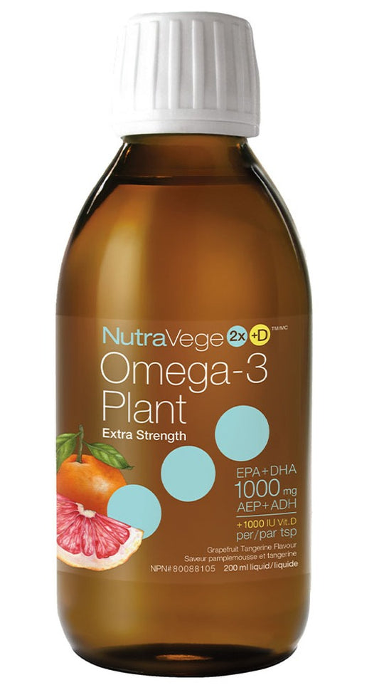 NUTRAVEGE Omega 3 Plant  Extra Strenght + D (Grapefruit Tangerine - 200 ml)
